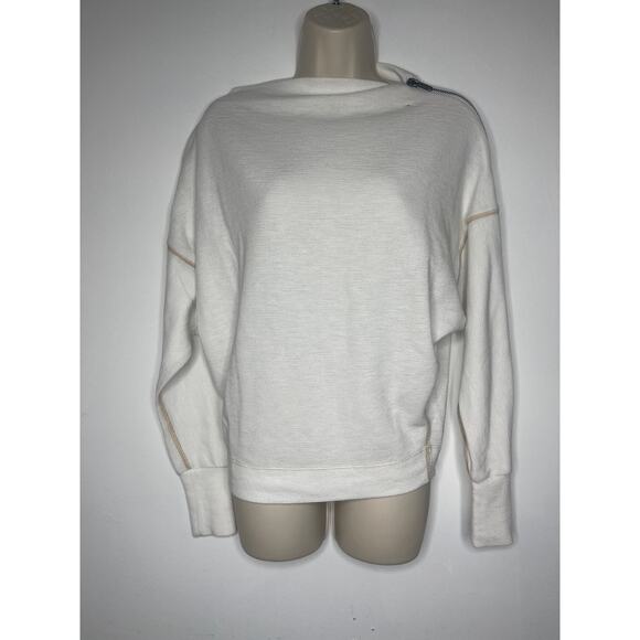 Free People We The Free Ivory Thermal Nikala Zip Shoulder Top Size Small - Picture 5 of 12